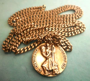 Vintage Sterling Silber St Christophorus Medaille Anhänger Tru-Kay - Bild 1 von 6