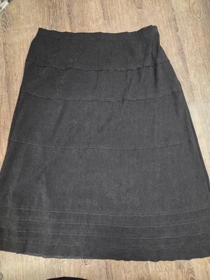 Denim + Company Black Faux Suede Tiered Long Women's Plus Size Skirt 2X - Image 1 of 4