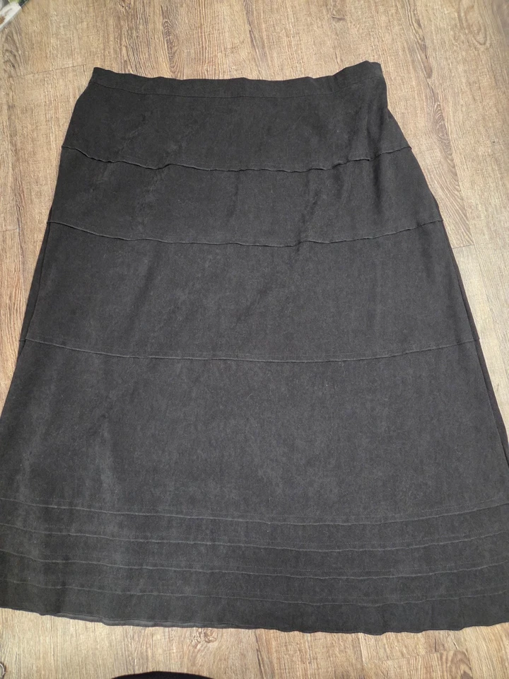 Denim + Company Black Faux Suede Tiered Long Women's Plus Size Skirt 2X - Image 1 of 4