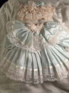 18” Doll Or Toddler Doll Victorian Doll Dress Blue Green Dress - Picture 1 of 12