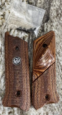 Ruger Mark II Wood Thumb Rest Medallion Left Handed Grip Italy - Image 1 of 4