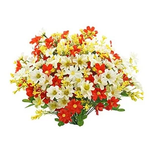 Artificial Fake Flowers, 6 Bundles Daisy Mums Flowers Outdoor UV Resistant No - Picture 1 of 7