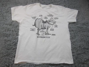 Vintage Wyoming S.U.V. Shirt Mens Small White Horse Cartoon Graphic Western 00s - Picture 1 of 12