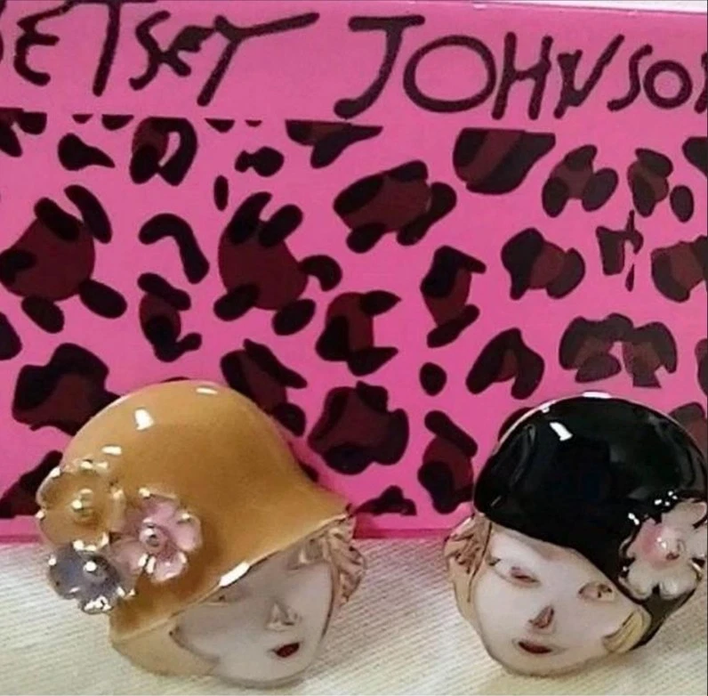Betsey Johnson Vintage Lady In A Flowered Hat Stud Earrings - Image 1 of 1