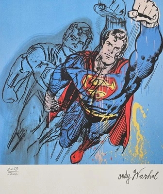 Andy Warhol Superman MATTED #d ***/5000 LITHOGRAPH Clark Kent Pop Art Superhero - Image 1 of 4