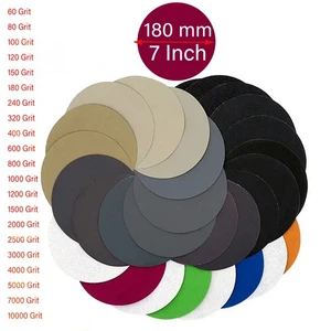 Discos de lija secos y húmedos 180 mm redondos granos de papel de lija P60 - P10000 - Imagen 1 de 29