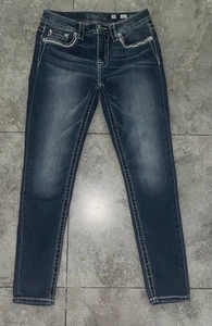 Miss Me Women’s Jeans Size 29x30 Blue Hailey Skinny Embellished Leaves Bling - Picture 1 of 17