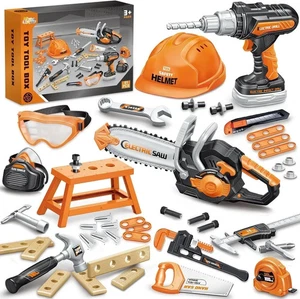 51-teiliges Kinder Werkzeugset mit Spielzeug Kettensäge & elektronischem Bohrspielzeug, Kleinkind Werkzeugset, C - Bild 1 von 7