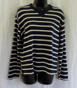 Mountain Lake Sweater Size PL Fashion Navy Stripe Long Sleeve Cotton Blend Crew - Picture 1 of 12