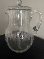 Tiffin Or Central Glass  Thistle Pattern Etched Pitcher With Lid