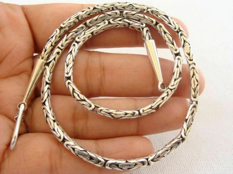 Collar de cadena de plata esterlina Bali balinesa oxidada bizantina de 22" 3 mm 34 g Foto 1 de 2