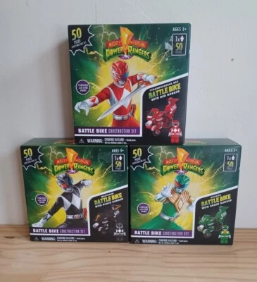 3 Mighty Morphin Power Rangers Battle Bike Construction Sets Building Blocks NEW - Image 1 of 4