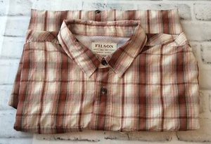 Filson Shirt Mens XL Red Plaid Vented Breathable Long Sleeve Fishing Hiking Logo - Picture 1 of 6