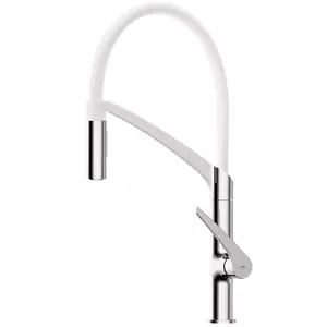 Hommix Rubineta Ultima-50 Chrome / White Silicon Neck Pull Out Kitchen Mixer (WT - Picture 1 of 8