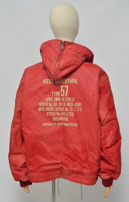 DIESEL Vintage MUY RARO Para hombres Chaleco Rojo Supervivencia Cremallera Completa Chaqueta con Capucha Talla L Foto 1 de 4