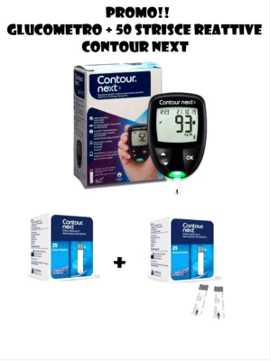 Contour Next GLUCOMETRO KIT monitoraggio glicemia + 50 STRISCE REATTIVE PROMO!!!