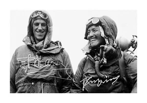 Sir Edmund Hillary & Sherpa Tenzing Norgay 1953 A4 signed poster choice of frame - Picture 1 of 6