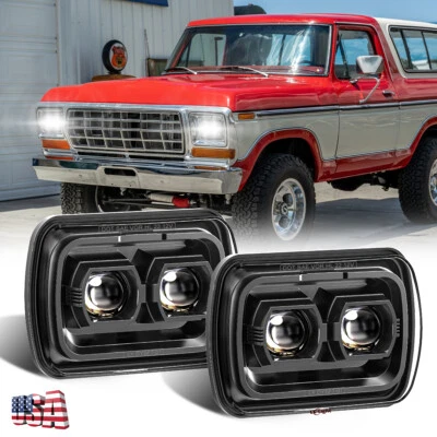 Más Nuevo 2 piezas 7x6" LED Proyector Faros Bombillas H4 Para Ford F150 Bronco 1978-1986 Foto 1 de 4