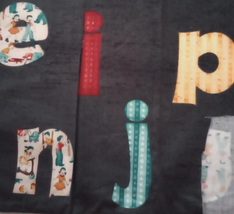 alphabet vintage letter fun fabric length piece 18 x 10 inch 18 letters - Image 1 of 2