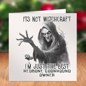 ITS NOT WITCHCRAFT IM JUST THE BEST REDBONE COONHOUND OWNER BIRTHDAY CARD QUIRKY