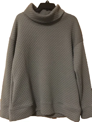 Jones NY Gray Sweatshirt Quilted Pattern Sz M Turtleneck Designer - Image 1 of 4