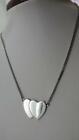Vintage Sterling Silver Blank Double Heart Pendant 16" Necklace For Personalise