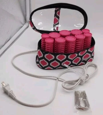 Conair Hot Rollers Mini Pro Compact Travel Size Pouch Pink 10 Rollers W/Clips 15 - Image 1 of 4