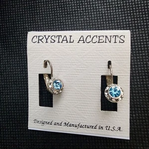 Orecchini Donna Cristallo Accenti Blu Tono Argento Moda Orecchino Gioielli - Foto 1 di 2