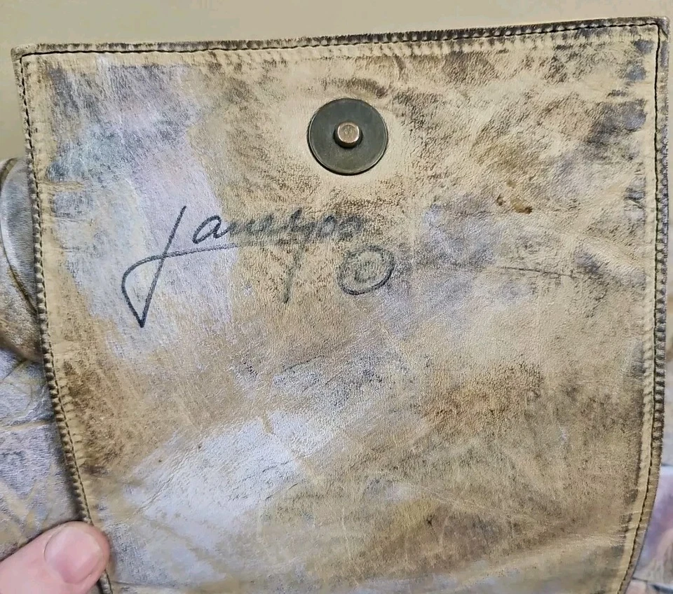 Bolso Bandolera Bolso Bandolera Vintage JANE YOO Años 80 Pintado y Firmado Cuero Foto 1 de 4