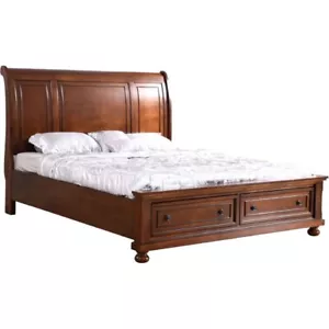 Pemberly Row Modern / Contemporary King Bed in Cherry Finish - Picture 1 of 7