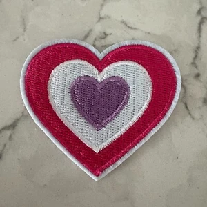 Heart Shape Patch Pink White Purple Iron-On Applique Embroidered Sewing & Craft - Picture 1 of 3