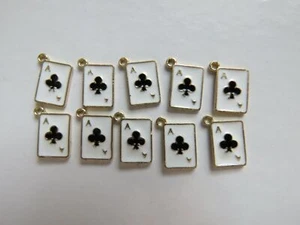 30 Ace of Clubs Card Charms. GP. Enamel. 14x10mm Crafts Jewellery Making - Picture 1 of 1
