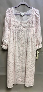 Camicia da notte NOS vintage Nicole bianca e rosa pizzo Cottagecore Prairie anni 80 taglia L - Foto 1 di 5