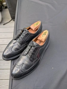 Scarpe a coda di rondine vintage Florshiem Imperial 9,5 c eleganti da uomo nere in pelle grana - Foto 1 di 24