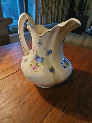 Vintage Ironstone Large Floral Water Pitcher - Image 1 of 4