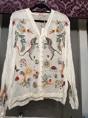 Johnny Was Women's Floral Blouse Embroidered Tunic Style Top Size M - Image 1 of 3