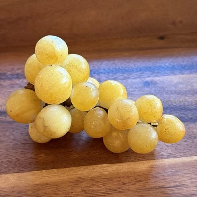 Vintage Italian Alabaster Stone Yellow Grape Cluster Marble Carved Fruit - Image 1 of 4
