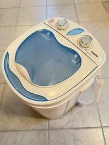 Mini Waschmaschine mit Schleuder,Camping Waschmaschine,Waschautomat Blau/Weiß - Bild 1 von 11