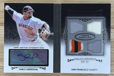 Parche cuádruple automático Topps Marquee Gametime Mementos 2011 Pablo Sandoval Giants/20 Foto 1 de 4