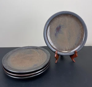 Set 4 RYE Pottery Studio England Speiseteller braune Glasur 60er Vintage 10" - Bild 1 von 14