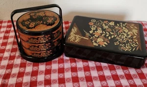 Japanische Lackware Stapel Bento Box 3 Ebenen & Träger mit großer Box - Bild 1 von 14