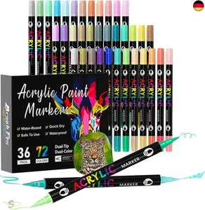 Sonlaryin Acrylstifte für Steine Wasserfest, 72 Farben 36 Stück Doppelspitzen B - Bild 1 von 6