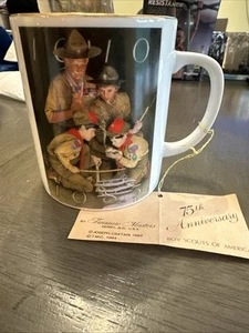 Boy Scouts 75th Anniversary Mug Joseph Csatari artwork 1985 BSA Leader With Tag - Picture 1 of 7