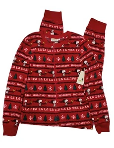 Peanuts Aeropostale Women's Red Christmas Fleece One Piece Pajamas Size M - Picture 1 of 5