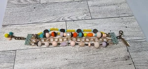 PLUNDER signiertes Armband bunte Glasperlen 7,5"-8,5" - Bild 1 von 5