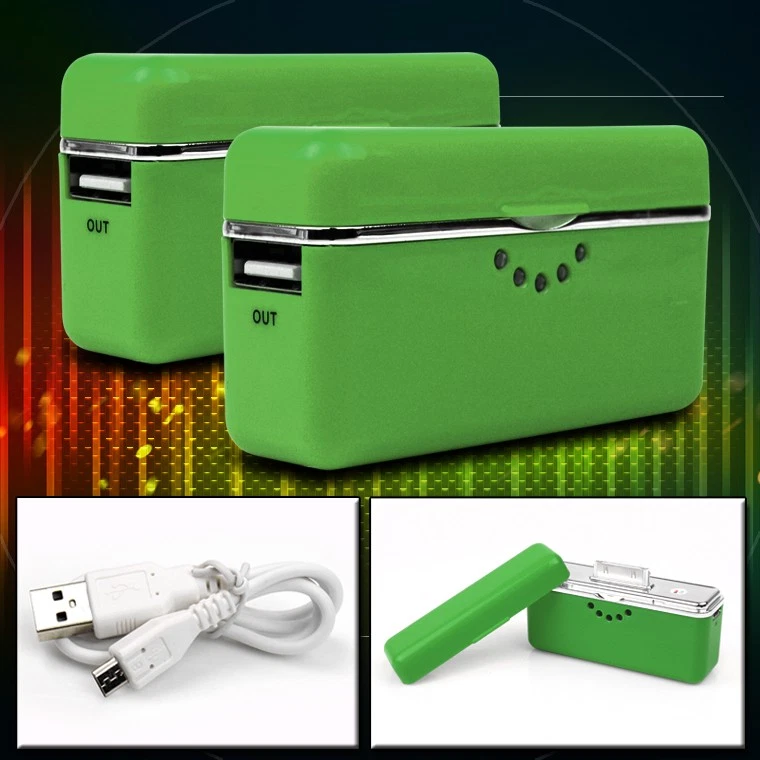 2 X 2800MAH портативный внешний зеленый аккумулятор зарядное устройство USB IPHONE 4S 4 3GS IPOD NANO - Изображение 1 из 1