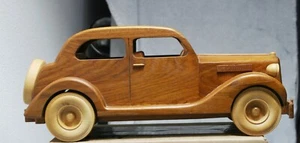 Vintage handgefertigtes ROADSTER Holz Modellauto Räder drehen 16 Zoll Künstler gestempelt - Bild 1 von 7
