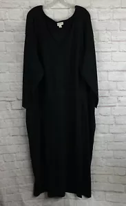 Ava + Viv Damen 3X schwarz Übergröße gerippt Langarm Maxikleid Schlitz - Bild 1 von 6