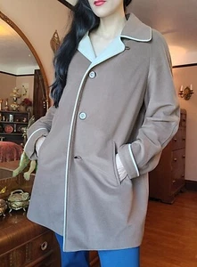 Vtg Abbmoor Beige Terrycloth Spring Coat Jacket USA Union Made Womens Sz Large? - Picture 1 of 7