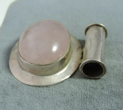 Pendente In Pietra Di Quarzo Rosa Rosa Grande In Argento Sterling 22g 8b 44 - Immagine 1 di 4